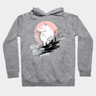 White wolf pink sun Hoodie